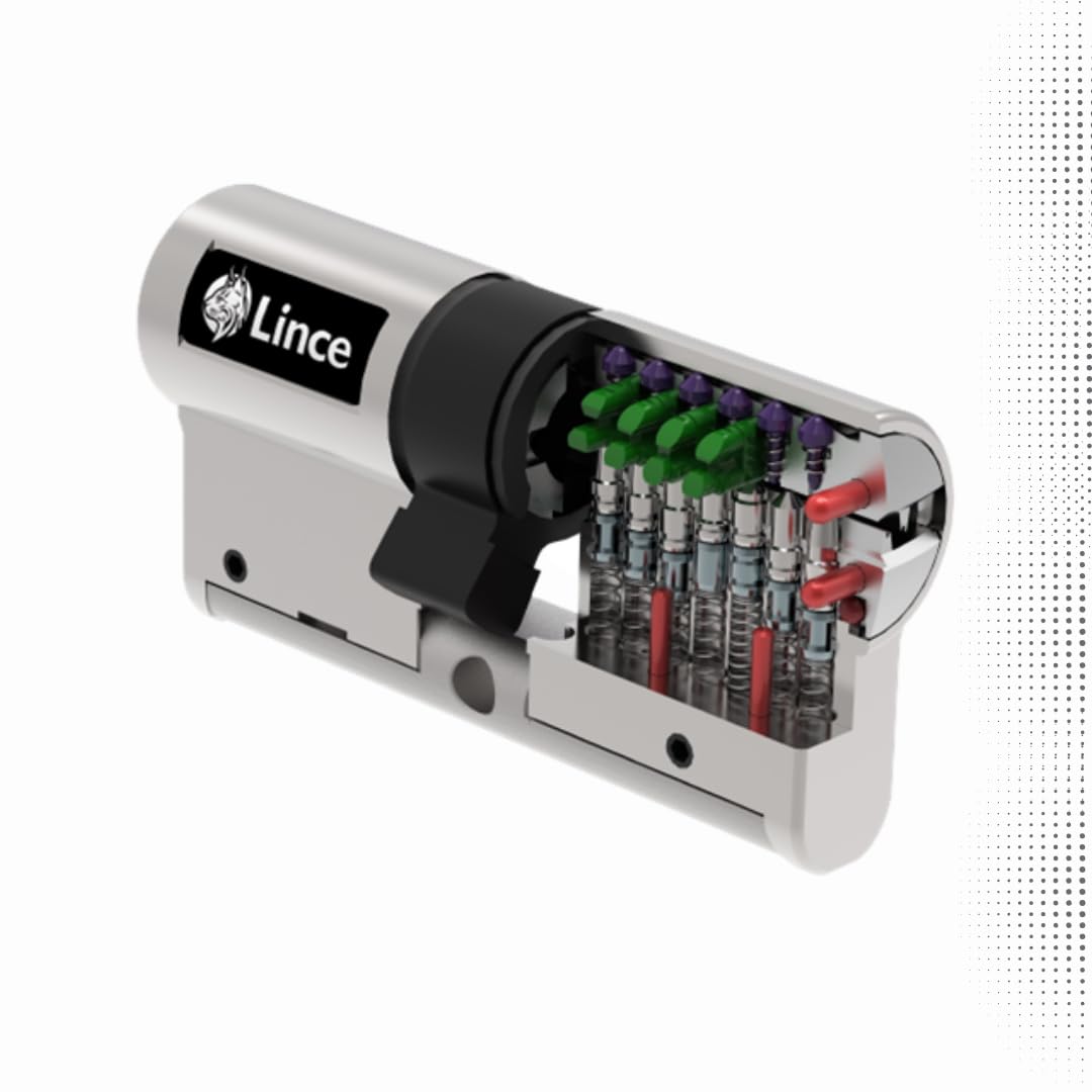 Lince - Cilindro de cerradura de alta seguridad C7 L50+30 | Desbloqueable con 5 llaves | Color níquel | Resistente a todas las técnicas de robo conocidas