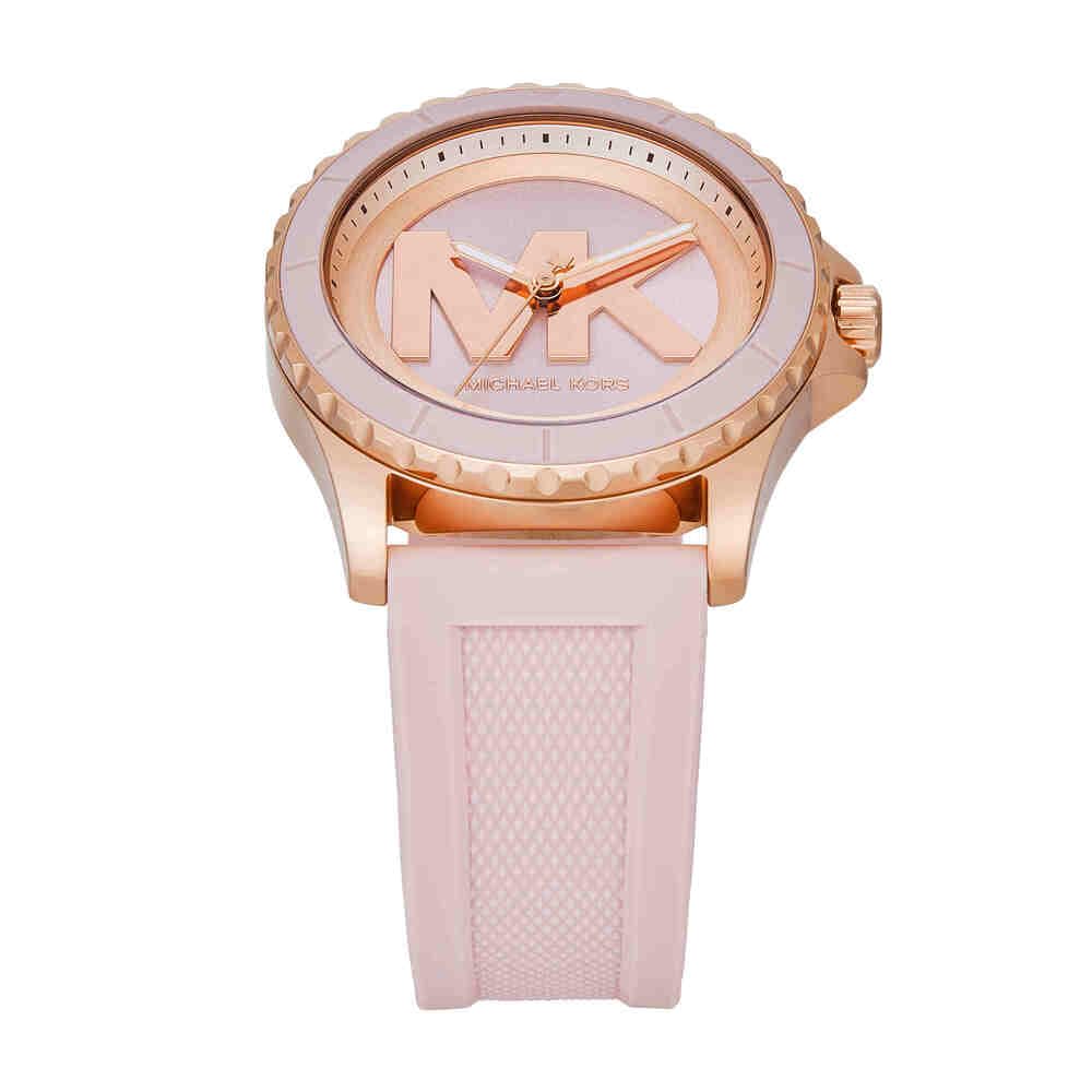 Michael Kors Reloj Everest para Mujer, Movimiento cronógrafo de Cuarzo con Correa de Acero Inoxidable o Silicona, 40 mm, Tono Oro Rosa