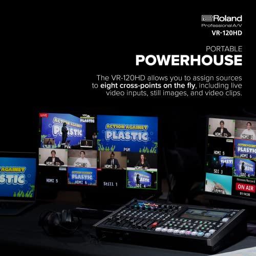Mezclador AV para streaming directo Roland VR-120HD | Mezclador portátil profesional para eventos híbridos con un único operador | Gran automatización | Efectos avanzados | Compatibilidad con PTZ