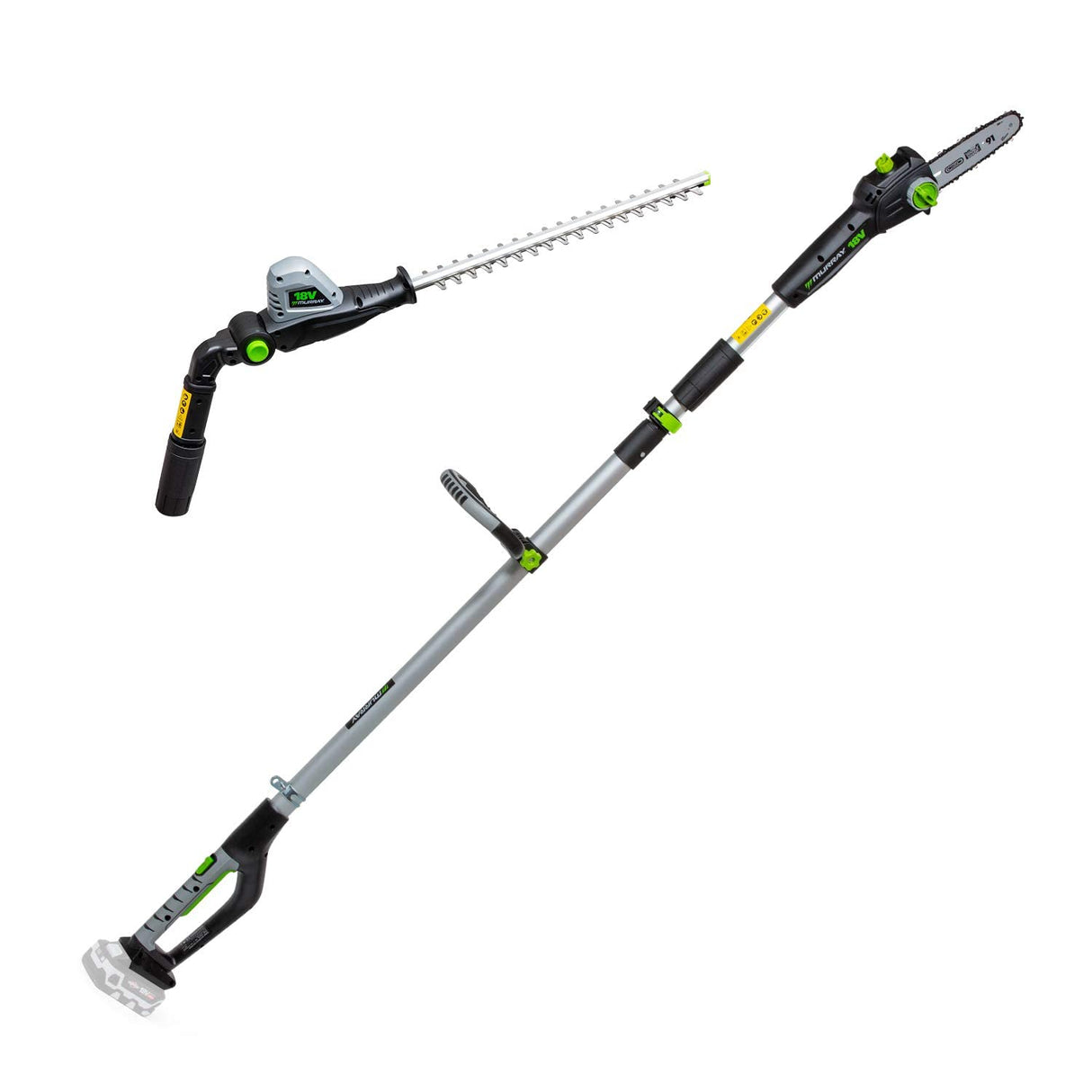Murray IQ18PSH 18V Li-Ion Sin cordón de 20cm Sierra Telescópica y el Cortasetos de 41 cm, Powered by Briggs & Stratton, Sólo Cuerpo, Tubo Telescópico, sin Baterías ni cargador, 1697223