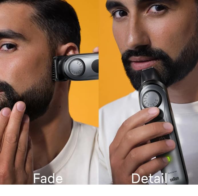 Braun Series 7 BT7420 - Recortadora de barba profesional para hombre, 40 ajustes de longitud, herramientas de barbería, base de carga, estuche de viaje, plantilla de barba, batería