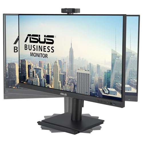 ASUS BE249QFK - Monitor para videoconferencias de 24", Full HD, IPS, 100 Hz, sin Marco, cámara Full HD, ergonómico, HDMI, Eye Care, Baja luz Azul, antiparpadeo, Montaje en Pared, sostenibilidad