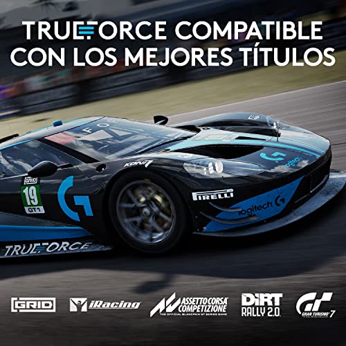 Logitech G G923 Racing Wheel and Pedals, Force Feedback TRUEFORCE,1.000 Hz, respuesta eficaz, control de salida de doble embrague, volante auténtico, para PS5, PS4, PC, Mac - Negro