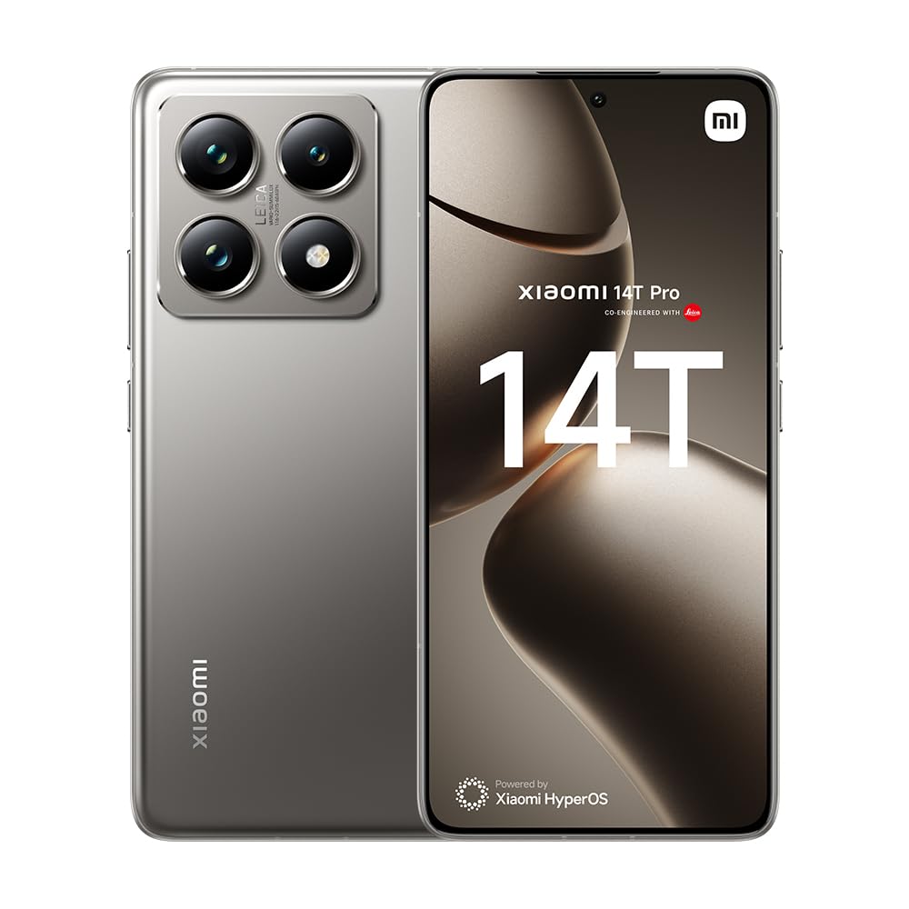 Xiaomi 14T Pro – Smartphone de 12GB+1TB, Lentes Leica Summilux, MediaTek Dimensity 9300+, Pantalla AMOLED 6,67'' 144Hz, HyperCharge 120W, Gris Titanio (Versión ES)