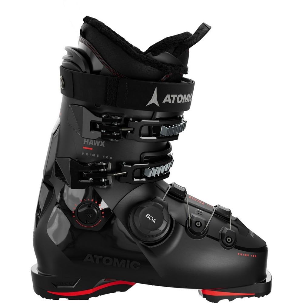 ATOMIC HAWX Prime 100 Boa Gw esquí Alpino – Botas con Tobillo y talón 3D para un Ajuste preciso – Ideal para esquiadores con pies de Ancho Medio, Unisex, Negro/Rojo, 26/26.5