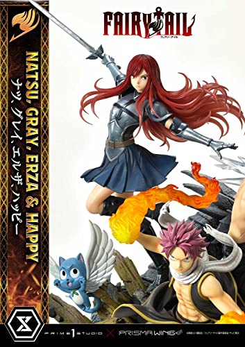Prime 1 Studio Fairy Tail - Figura Decorativa de Natsu, Gris, Erza, Happy - Figura de Estatua de Lujo, versión 1/7, 57 cm