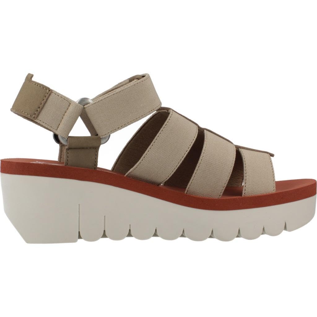 Fly London YOJI198FLY, Sandalias Mujer, Military/Beige/Brick, 38 EU