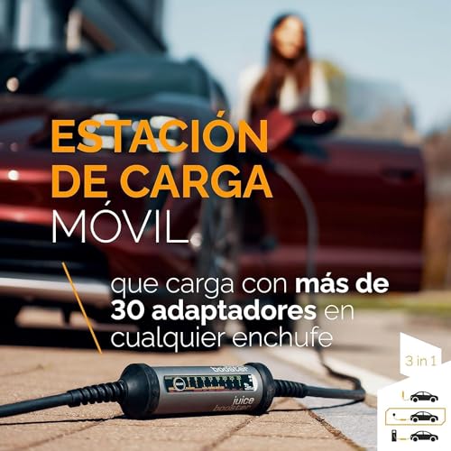 Juice Booster 2 Traveller Plus Set, Mobile Wallbox 22kW Sin Instalación, Cargador Coche Electrico con Cable Tipo 2, Ligero e Impermeable IP67, Incluye CEE 32/16 Rojo + EU Schuko + Adaptador Tipo 2