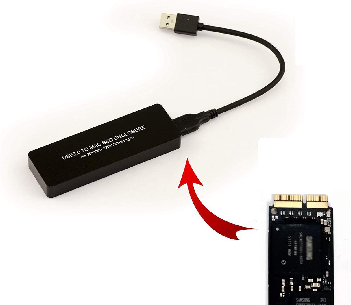 KALEA-INFORMATIQUE © - Convertidor de Caja para Mac 2013/2014 AHCI 12+16 Pin SSDs a USB 3.0 (USB3 GBps) - MD711 MD712 MD760 MD761 ME864 ME865 ME866 ME293 ME294 ME874 ...