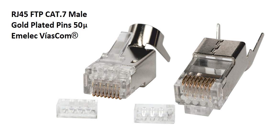 Emelec VíasCom R-DATA-7000/R/050 – 50m Cable Data CAT7 S/FTP BC 4x2x26AWG montado en Portacables con RJ45 50µ – PVC Flexible – Color Negro