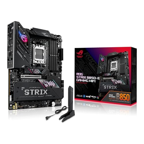 ASUS ROG Strix B850-E Gaming WiFi - Placa Base AMD, 16+2+2 etapas de Potencia, DDR5, Cinco Ranuras M.2, PCIe 5.0, WiFi 7, Puerto USB4 Tipo-C, USB 20 Gbps con PD 3.0 de hasta 30 W y Aura Sync RGB