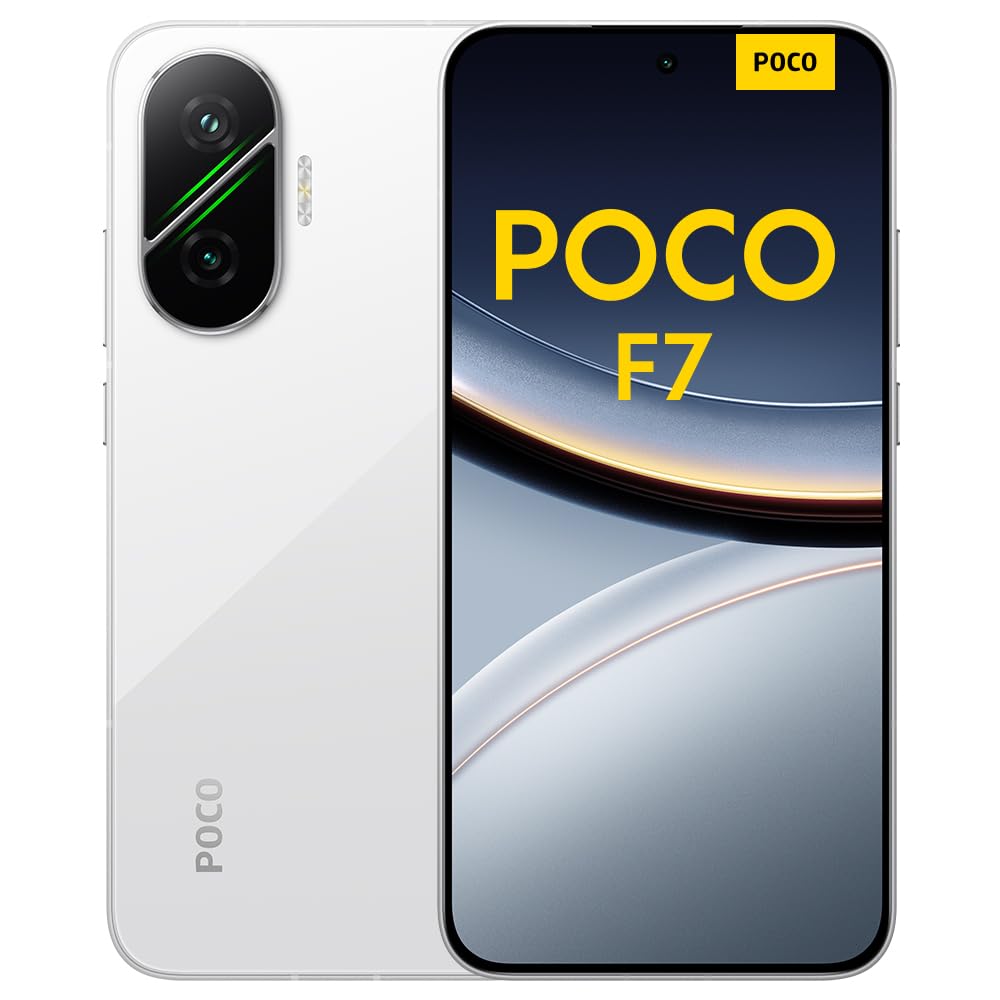 Xiaomi POCO F7 - Smartphone de 12+512GB, Cámara Sony de 50 MP con OIS, Pantalla AMOLED de 6,83'' 1.5K a 120Hz, Snapdragon 8s Gen 4, Hypercharge 90W, Cargador no Incluido, Blanco (Versión ES)