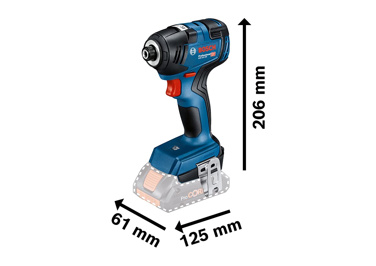 Bosch Professional 18V System GDR 18V-200 - Atornillador de impacto a batería (Brushless, 200 Nm, tornillos Ø M6 - M16, sin batería, en caja)