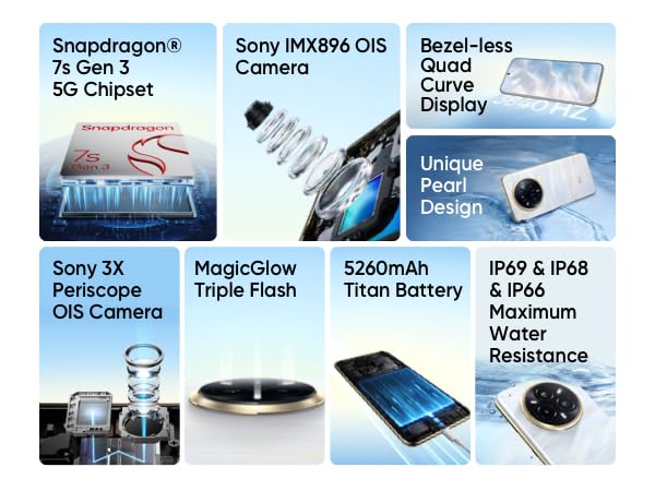 realme 14 Pro+ Smartphone 5g, 8 +256GB, Exclusivo de Amazon,Batería 5260 mAh, Cámara Sony 3X Periscópica con OIS,Diseño Que Cambia de Color con el frío,IP69, Gris(sin Adaptador)