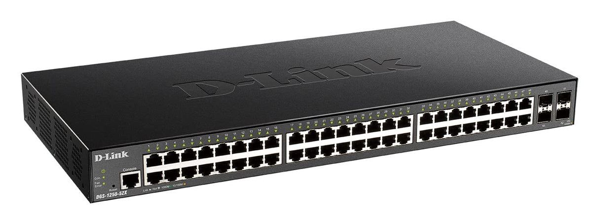 D-Link DGS-1250-52X/E - Switch 52 Puertos Gigabit Gestionable Layer 2/3 (48x Base-T Puertos, 4X 10G SFP+) - Solo Cable de alimentación de la UE