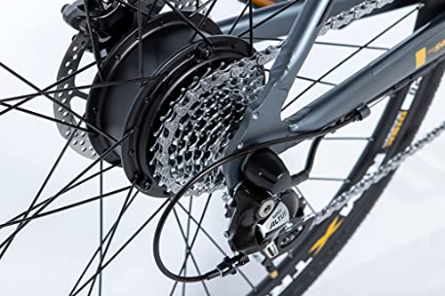 Moma Bikes E-ROAD28, Full Shimano Altus 8v, Frenos de Disco Hidráulicos, Batería Litio Samsung integrada y Extraible de 36V 10Ah