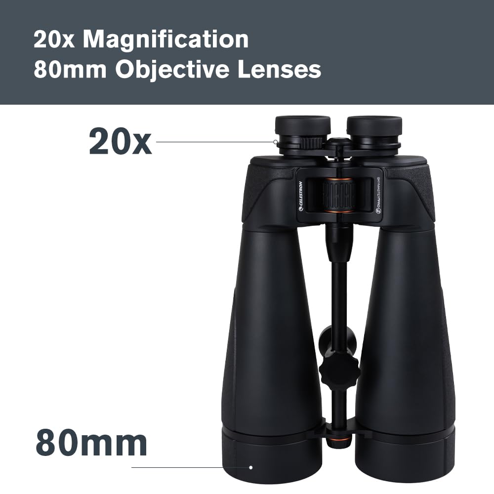 Celestron 72035 SkyMaster Pro ED 20x80: prismáticos astronómicos con Vidrio ED y Gran Apertura para Grandes distancias, Revestimiento XLT múltiple Completo, Adaptador para trípode y Estuche