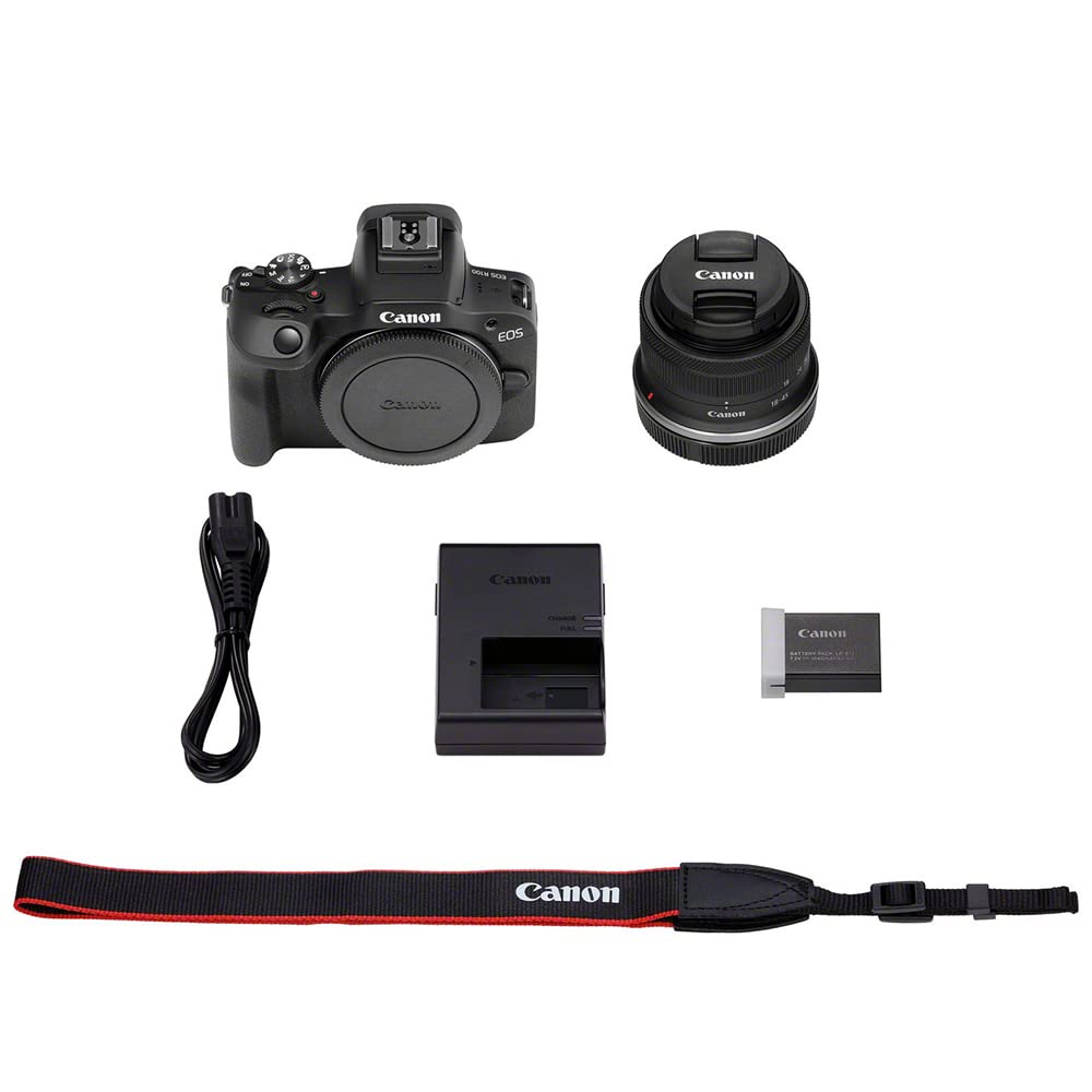 CANON EOS R100 Cámara Mirrorless + Objetivo RF-S 18-45 mm F4.5-6.3 IS STM, Cámara Evil APS-C (24,1 MP) -4 EV, Vídeo 4K 25 fps, Dual Pixel CMOS AF, Wi-Fi y Bluetooth, Negro