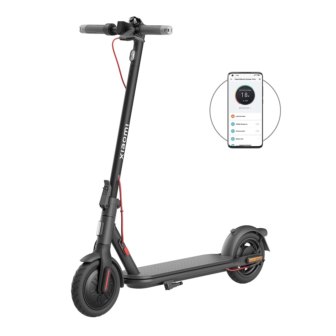 Xiaomi Electric Scooter 4 Pro, Indicadores de dirección Integrados, candado Incluido, autonomía 55 km, Cuerpo de Aluminio aeroespacial, Carga magnética, neumáticos sin cámara autosellantes de 10