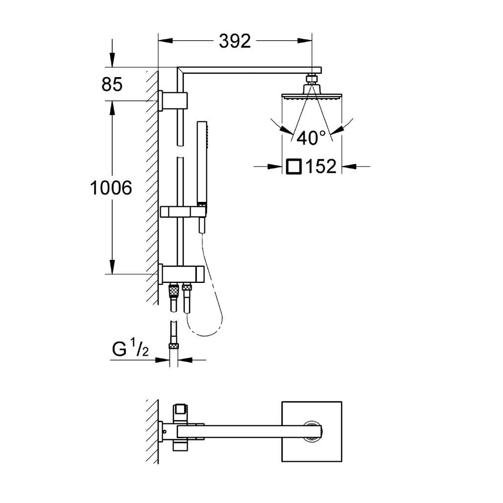 Grohe 27696000 Euphoria System - Sistema de ducha con inversor, Rociador redondo 150 mm