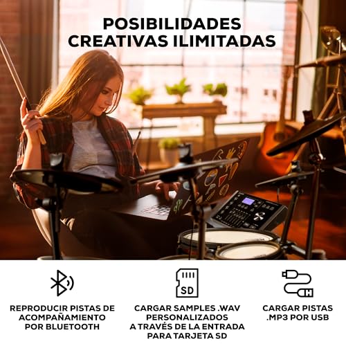 Alesis Crimson III - Set de Batería Eléctrica, Bluetooth, MIDI, Parches de Malla Doble Zona, Ride Triple Zona, Platillos con Choke, Lecciones de Drumeo y BFD, Admite Doble Bombo, Rojo