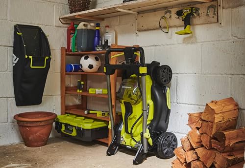 RYOBI Recortadora sin Hilos sin Hilos 18 V One+ RY18LMX40C-0 - Ancho Ø40 cm, Bandeja semirrígida 50 L, Ajuste centralizado, Mango Plegable - Batería no incluida