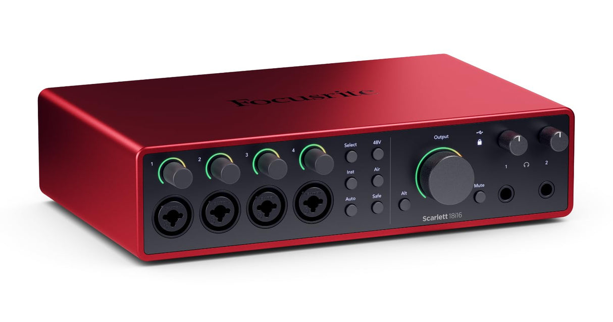 Focusrite Scarlett 18i16 interfaz de audio USB de 4.ª gen. para componer y producir música, grabar y crear pódcast. Grabación con sonido de estudio y alta fidelidad, más todo el software que necesitas