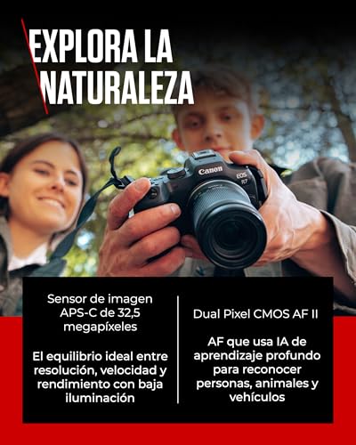 CANON EOS R7 Cámara Mirrorless Body, Cámara EVIL APS-C (32,5 MP) -5 EV, Vídeo 4K 60 fps, Dual Pixel CMOS AF II, Pantalla Táctil de Ángulo Variable, Negro