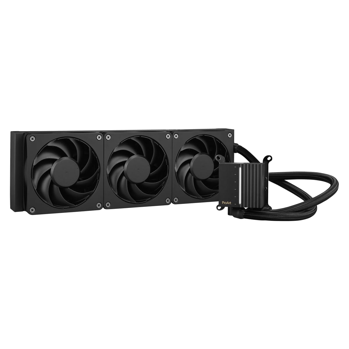 ASUS ProArt LC 360 - Sistema de refrigeración líquida AiO con medidor de estado del sistema iluminado y tres ventiladores Alphacool Apex Stealth Metal Power en negro mate