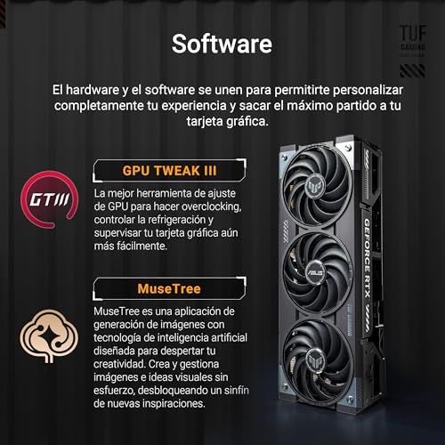 ASUS TUF Gaming GeForce RTX 5070 12GB GDDR7 OC Edition - Tarjeta gráfica Gaming (PCIe 5.0, HDMI/DP 2.1, 3.125 Ranuras, componentes de Grado Militar, Revestimiento PCB, Ventiladores axial-Tech)