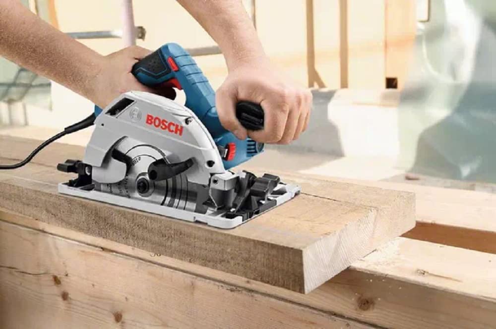 Bosch Professional GKS 55+ GCE - Sierra circular (1350 W, Ø disco 165 mm, vel. regulable, compatible carril guía, en caja)