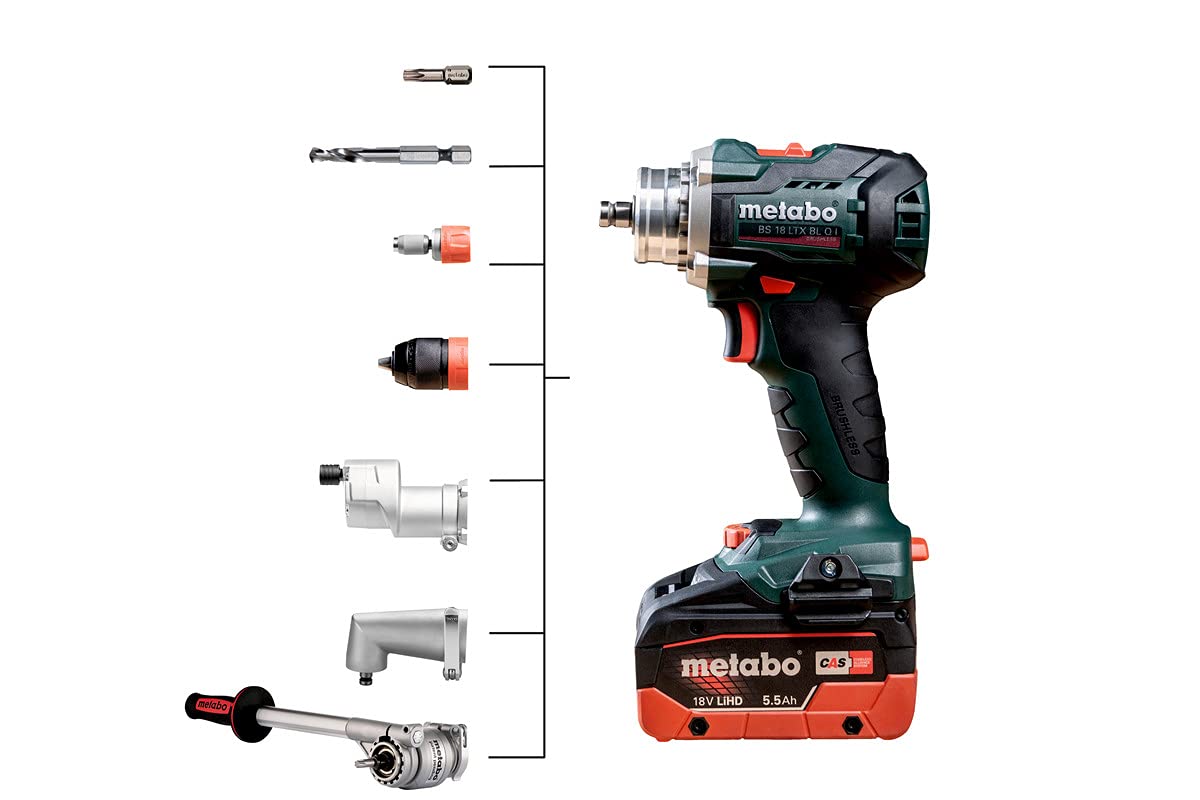 Metabo BS 18 LTX BL Q I 602359660 - Taladro atornillador inalámbrico (18 V, 2 cargadores LiHD, incluye maletín de plástico)