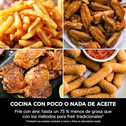 Ninja Double Stack XL Freidora de aire, 9,5 l, Doble cesta vertical, 4 niveles de cocción, 2 cestas y 2 rejillas, diseño para ahorrar más espacio, 6 funciones de cocción, 8 porciones, en gris, SL400EU