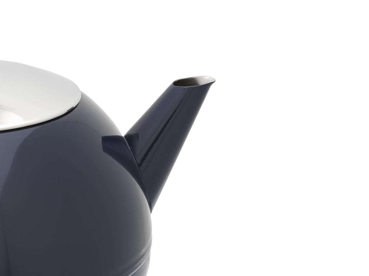 Bredemeijer Tetera de doble pared azul abombada de acero inoxidable de 1,2 litros – tetera aislante para té – disfrute más caliente durante más tiempo