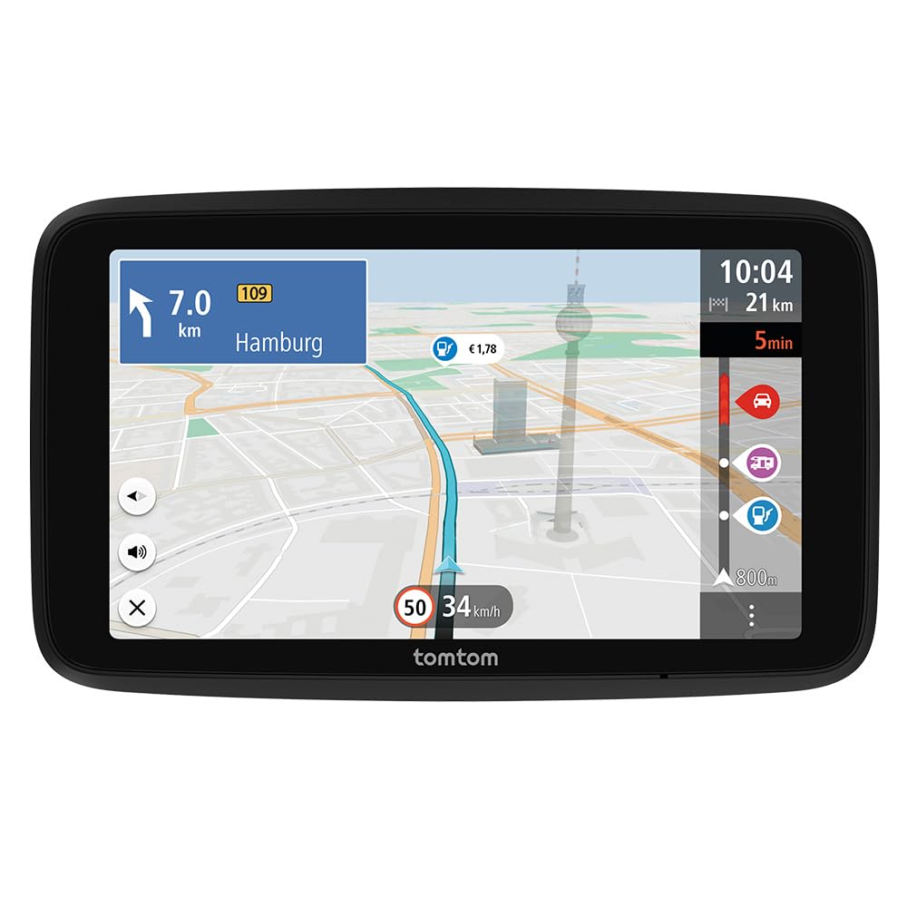 Tomtom GPS GO Camper Tour 2ª generación para Autocaravana y Caravana, Pantalla de 6" con PI para Autocaravana y Caravana, Actualización Wi-FI,Tráfico TomTom, Alertas de Zonas de peligro. Mapas Europa