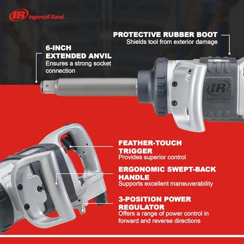 Ingersoll-Rand 1" 285B-6 Llave de Impacto Neumática, Acoplamiento de Impacto de Alta Resistencia, Yunque Extendido de 6", 2 Asas, Alta Precisión, Accesibilidad y Control