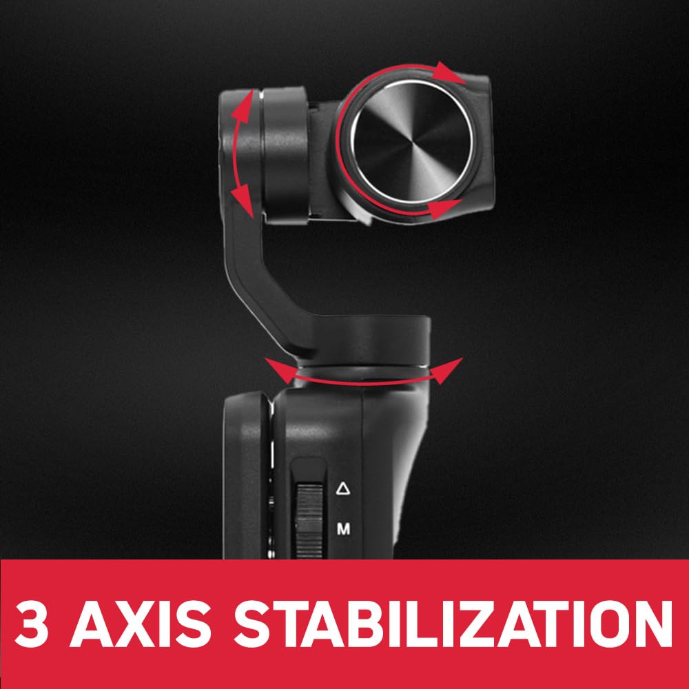 AgfaPhoto Realimove MC3X - Mini cámara estabilizada de 3 Ejes, vídeo Full HD, Pantalla LCD, conexión Wi-Fi, batería de Litio, Color Negro
