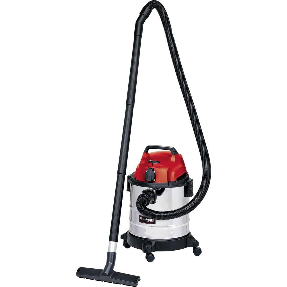 Einhell TC-VC 1820 SA - Aspiradora en seco y húmedo (1250 W, depósito de Acero Inoxidable de 20 L, Conector de soplado, Soporte para Accesorios, Enchufe automático, Incluye Manguera de aspiración,