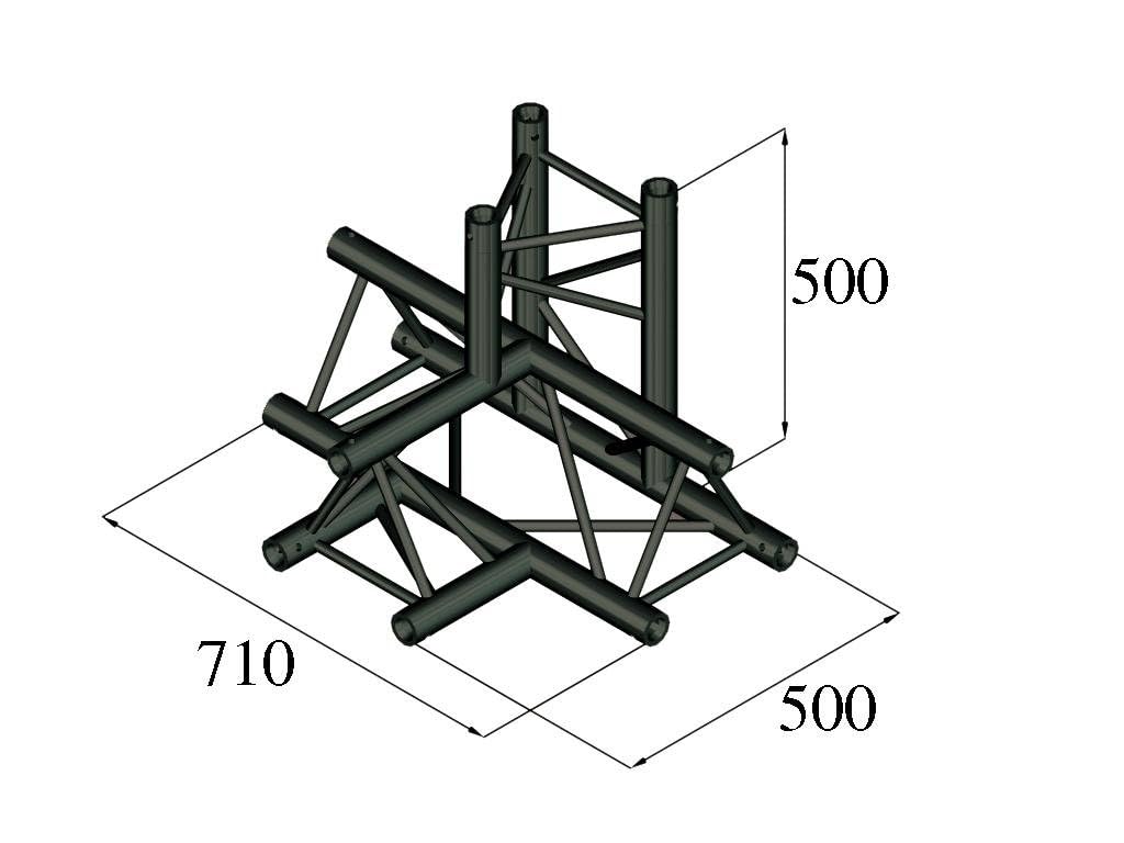 Alutruss - Ángulo de Cruz, para Truss Americana, 4 vías, Negro, Trilock S-PAT-42