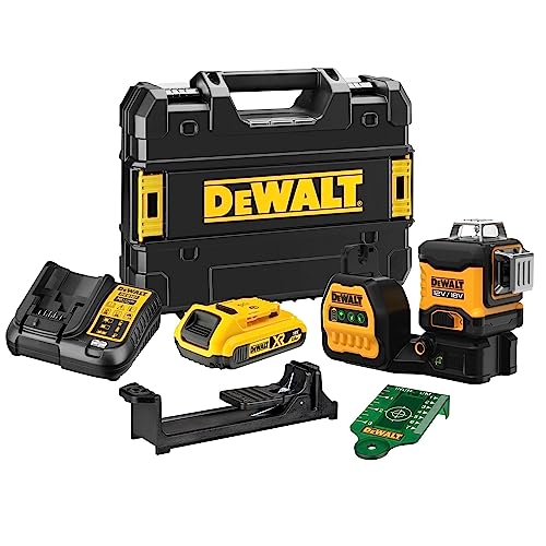 DEWALT DCE089D1G18-QW - Nivel Láser multilíneas verde 3 x 360°, Incluye cargador y batería 18V 2Ah
