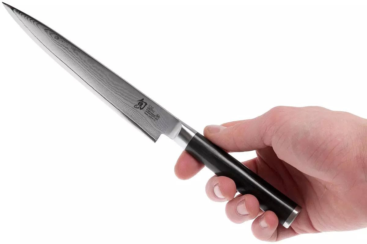 KAI Shun Classic Juego de cuchillos de chef japonés 2 piezas - Cuchillo multiusos con hoja de 15 cm + Cuchillo de oficina con hoja de 9 cm - Cuchillo de Damasco de 32 capas con núcleo VG MAX - 61 HRC