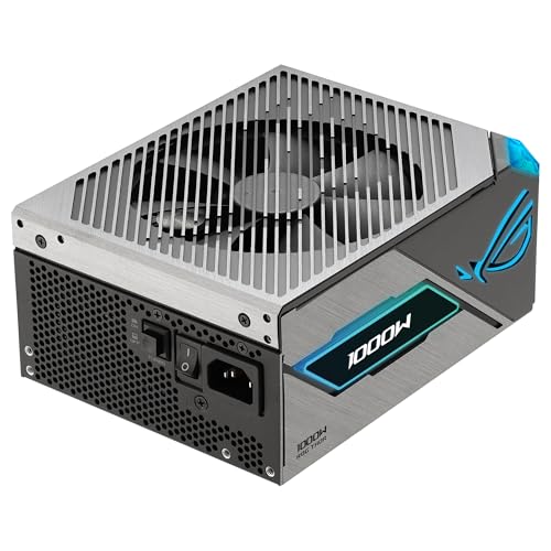 ASUS ROG Thor 1000W Platinum III Fuente de alimentación, 80 Plus Platinum, ATX 3.1, MOSFET GAN, Estabilizador de Voltaje Inteligente, Pantalla OLED magnética, Modo Turbo, 10 años de protección