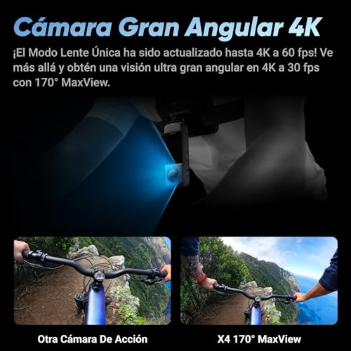 Insta360 X4 Paquete de Creador - Cámara de acción Impermeable 8K 360, Vídeo 4K Gran Angular, Selfie Stick Invisible, Protectores de Lente Extraíbles, 135 Min Batería, Edición IA, Estabilización