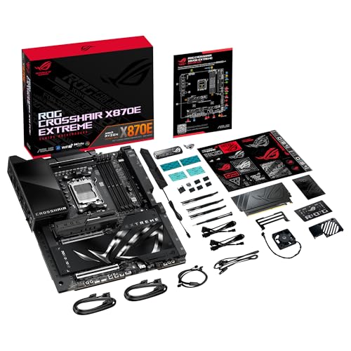 ASUS ROG Crosshair X870E Extreme - Placa Base AMD E-ATX, 20+2+2 etapas de Potencia, DDR5, PCIe 5.0 Compatible con GPU de próxima generación, Cinco M.2, Wi-Fi 7, ASUS AI Advisor, LCD de 5 Pulgadas