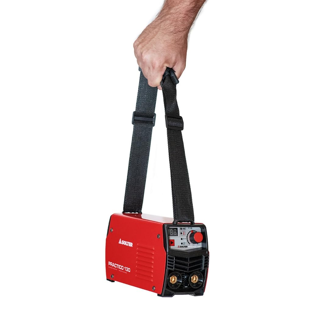Solter Inverter PRACTICO 130 - Soldador Portátil 130A - Tecnología Inverter - MMA/TIG por Raspado - Regulación Digital - Ligero 2Kg - Incluye Maletín y Accesorios - Compatible con Generadores