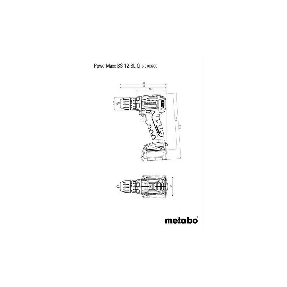 METABO MÁQUINAS - Metabo POWERMAXX BS 12 BL Q Sin llave Negro, Verde, Rojo, Plata 1650 RPM 1,1 kg - Taladro eléctrico (1650 RPM, 1 cm, 2,5 cm, 45 Nm, 18 Nm, 398,3 in-lb)