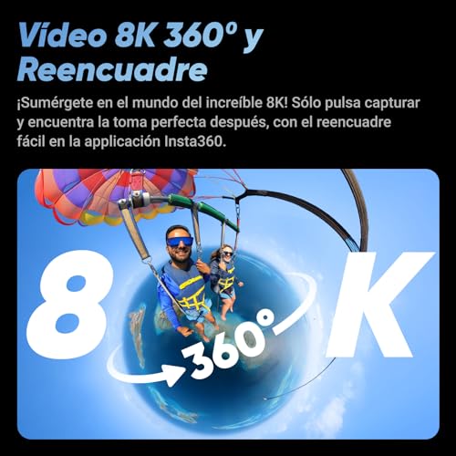 Insta360 X4 Paquete GPS - Cámara de acción Impermeable 8K 360, Vídeo 4K Gran Angular, Selfie Stick Invisible, Protectores de Lente Extraíbles, 135 Min Batería, Edición IA, Estabilización