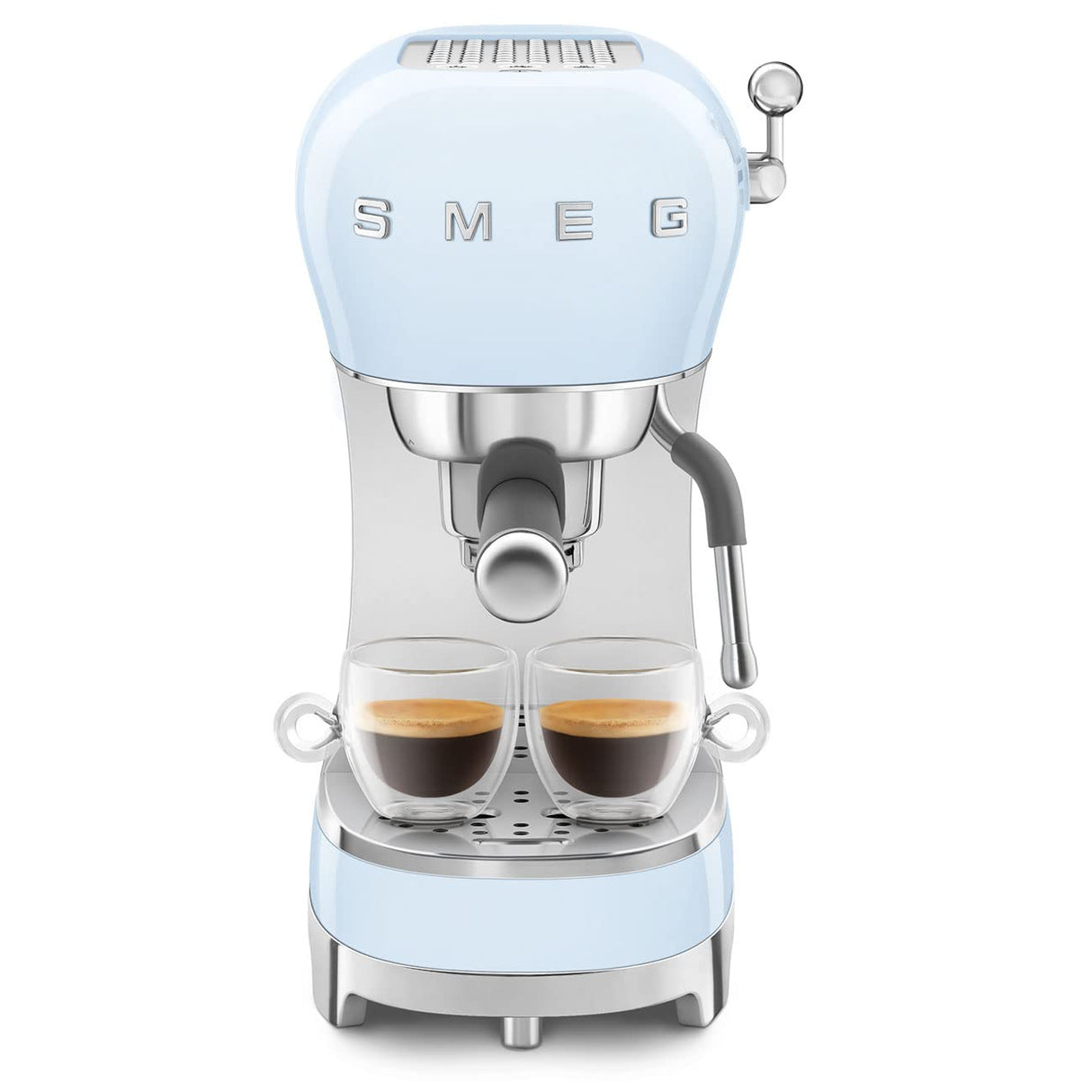 Smeg, ECF02PBEU - Máquina espresso con función de vapor capuchino, bloque térmico, caja grande de taza y doble función café, depósito de agua de 1 l, sistema de fácil uso, 1350 W, azul