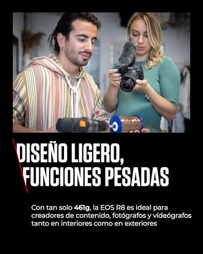 CANON EOS R8 Cámara Mirrorless + Objetivo RF 24-50 mm F4.5-6.3 IS STM, Cámara Evil Full Frame (24,2 MP) -6.5 EV, Vídeo 4K 60 fps, Dual Pixel CMOS AF II, Pantalla Táctil de Ángulo Variable, Negro