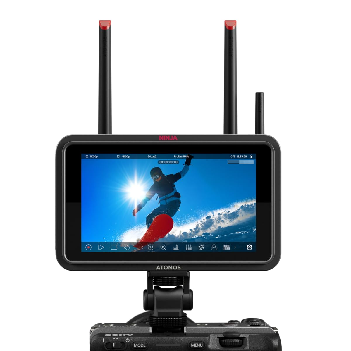Atomos Ninja TX – 5,2″ 1500 nits HDR Touch Monitor Grabador • 12G‑SDI & HDMI 2.0 I/O • 8K30 ProRes Raw + CFexpress/USB‑C Grabación • Wi‑Fi Integrado + NDI/TX/RX + Camera a Cloud + AirGlu Timecode